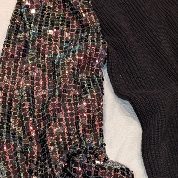Black Sweater with Sequin Sleeves - Picture 2 of 3